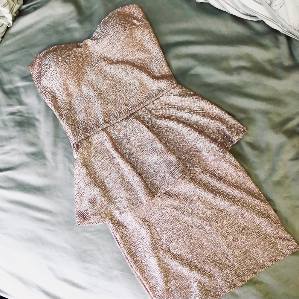 {Body Central} Pink shimmer peplum dress - Picture 2 of 5